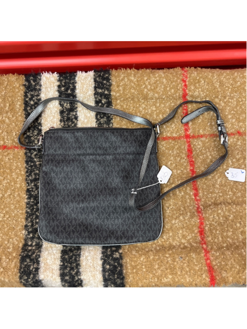 Women's Michael Kors Black Monogram Crossbody Bag One Size
